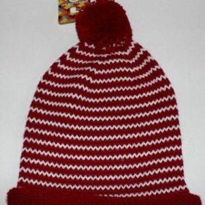 NEW Fur Hat Beanie Ski Snowboard Red White Slouch